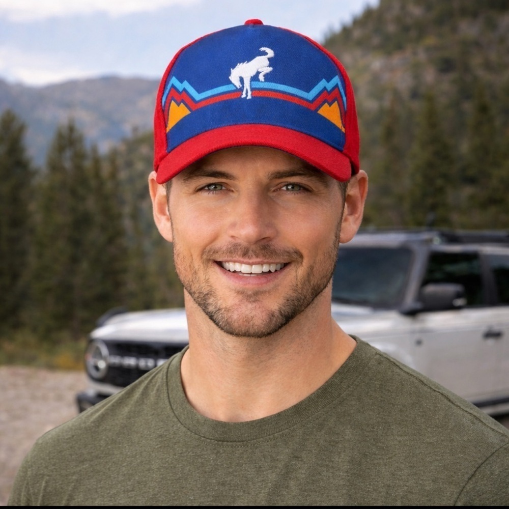 Ford Bronco Red/Blue Retro Baseball Hat  Adjustable Embroidered New without Tags